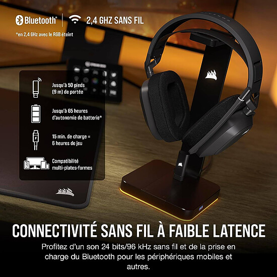 Casque micro Corsair HS80 Max Wireless - Noir - Autre vue