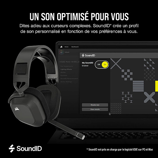 Casque micro Corsair HS80 Max Wireless - Noir - Autre vue