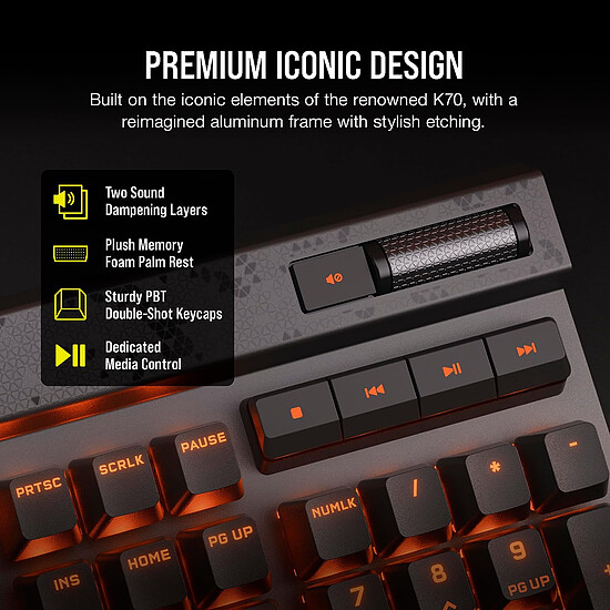 Clavier PC Corsair K70 Max RGB - Corsair MGX - Autre vue