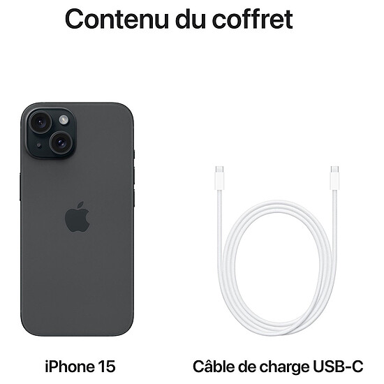 Smartphone Apple iPhone 15 Noir - 128 Go - Autre vue