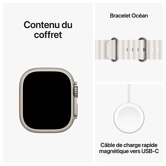 Montre connectée Apple Watch Ultra 2 GPS + Cellular - Titanium Case - Blanc Ocean Band - 49 mm - Autre vue
