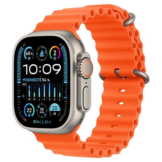 Montre connectée Apple Watch Ultra 2 GPS + Cellular - Titanium Case - Orange Ocean Band - 49 mm - M 