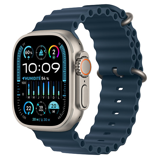 Montre connectée Apple Watch Ultra 2 GPS + Cellular - Titanium Case - Blue Ocean Band - 49 mm - M