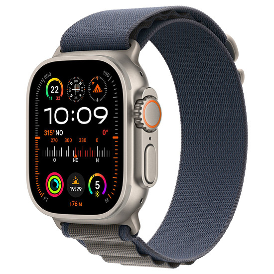 Montre connectée Apple Watch Ultra 2 GPS + Cellular - Titanium Case - Blue Alpine Loop - 49 mm - M