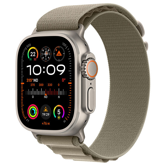 Montre connectée Apple Watch Ultra 2 GPS + Cellular - Titanium Case - Olive Alpine Loop - 49 mm - S