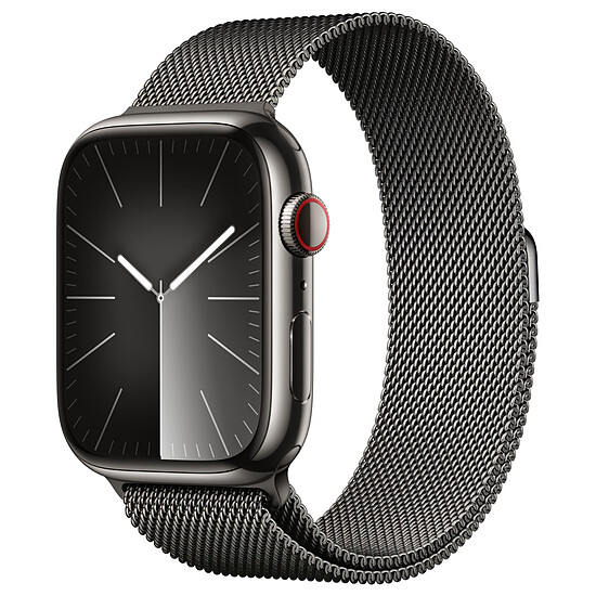 Montre connectée Apple Watch Series 9 GPS + Cellular - Acier Inoxydable Graphite - Bracelet Milanais - 45 mm