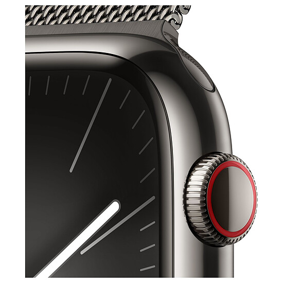Montre connectée Apple Watch Series 9 GPS + Cellular - Acier Inoxydable Graphite - Bracelet Milanais - 45 mm  - Autre vue