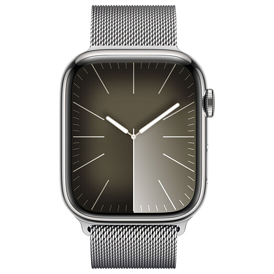 Montre connectée Apple Watch Series 9 GPS + Cellular - Acier Inoxydable Argent - Bracelet Milanais - 45 mm - Autre vue