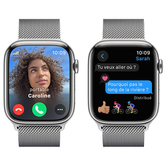 Montre connectée Apple Watch Series 9 GPS + Cellular - Acier Inoxydable Argent - Bracelet Milanais - 45 mm - Autre vue