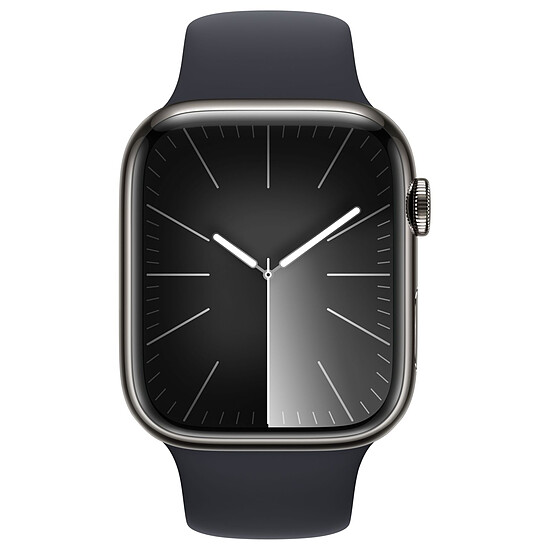 Montre connectée Apple Watch Series 9 GPS + Cellular - Acier Inoxydable Graphite - Bracelet Sport Band Minuit - 45 mm - Taille S/M - Autre vue