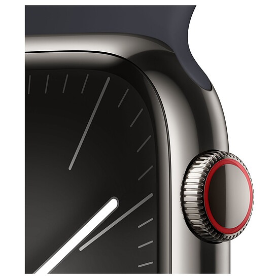 Montre connectée Apple Watch Series 9 GPS + Cellular - Acier Inoxydable Graphite - Bracelet Sport Band Minuit - 45 mm - Taille S/M - Autre vue