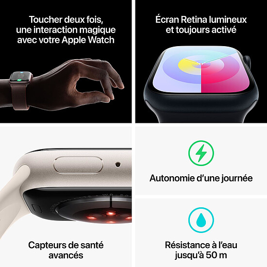 Montre connectée Apple Watch Series 9 GPS + Cellular - Acier Inoxydable Graphite - Bracelet Sport Band Minuit - 45 mm - Taille S/M - Autre vue