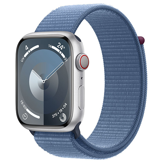 Montre connectée Apple Watch Series 9 GPS + Cellular - Aluminium Argent - Boucle Sport Bleu - 41 mm 