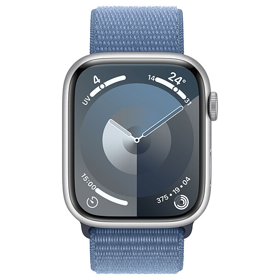 Montre connectée Apple Watch Series 9 GPS + Cellular - Aluminium Argent - Boucle Sport Bleu - 45 mm  - Autre vue