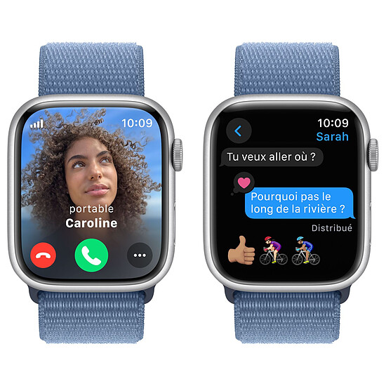 Montre connectée Apple Watch Series 9 GPS + Cellular - Aluminium Argent - Boucle Sport Bleu - 45 mm  - Autre vue