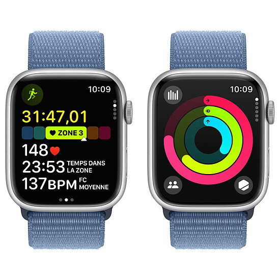 Montre connectée Apple Watch Series 9 GPS + Cellular - Aluminium Argent - Boucle Sport Bleu - 45 mm  - Autre vue