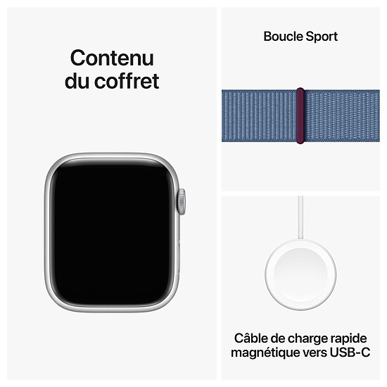 Montre connectée Apple Watch Series 9 GPS + Cellular - Aluminium Argent - Boucle Sport Bleu - 45 mm  - Autre vue