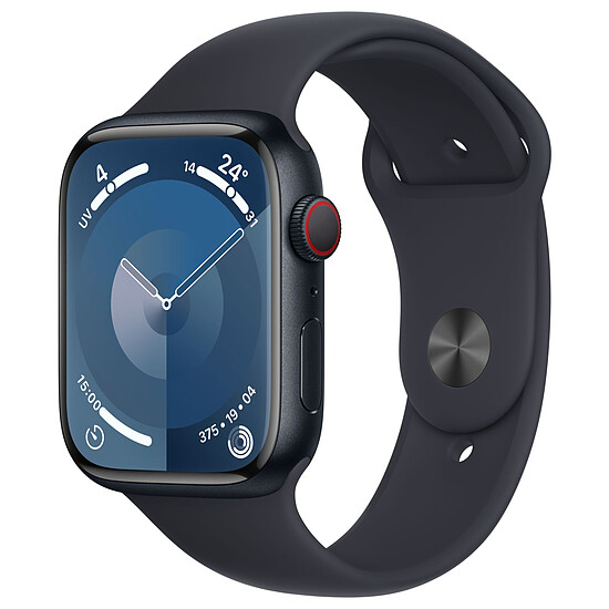 Montre connectée Apple Watch Series 9 GPS + Cellular - Aluminium Minuit - Bracelet Sport Band Bleu - 45 mm - Taille S/M - Autre vue