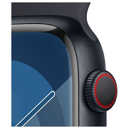 Montre connectée Apple Watch Series 9 GPS + Cellular - Aluminium Minuit - Bracelet Sport Band Bleu - 45 mm - Taille S/M - Autre vue