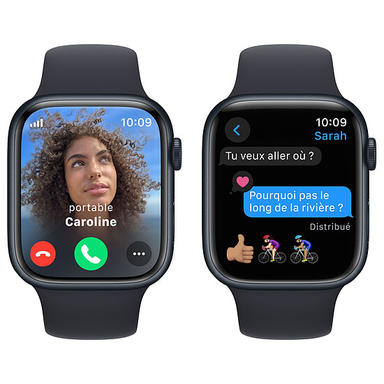 Montre connectée Apple Watch Series 9 GPS + Cellular - Aluminium Minuit - Bracelet Sport Band Bleu - 45 mm - Taille S/M - Autre vue