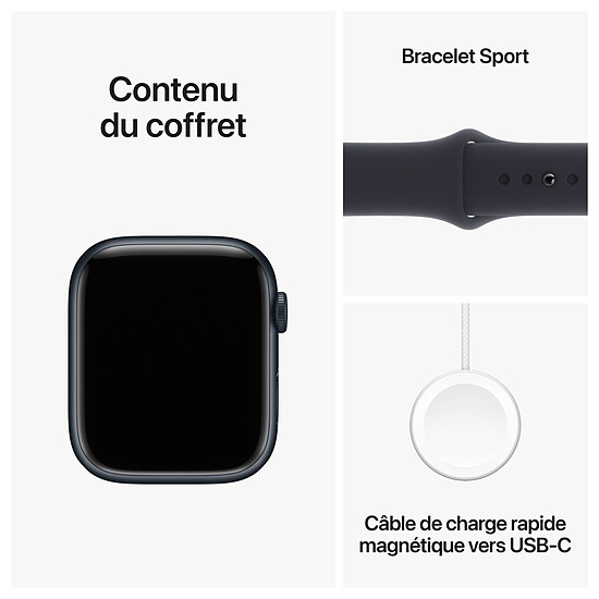 Montre connectée Apple Watch Series 9 GPS + Cellular - Aluminium Minuit - Bracelet Sport Band Bleu - 45 mm - Taille S/M - Autre vue