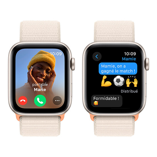Montre connectée Apple Watch SE GPS (2023) (Lumière stellaire - Bracelet Sport Loop Lumière stellaire) - 44 mm - Autre vue