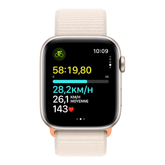 Montre connectée Apple Watch SE GPS (2023) (Lumière stellaire - Bracelet Sport Loop Lumière stellaire) - 44 mm - Autre vue