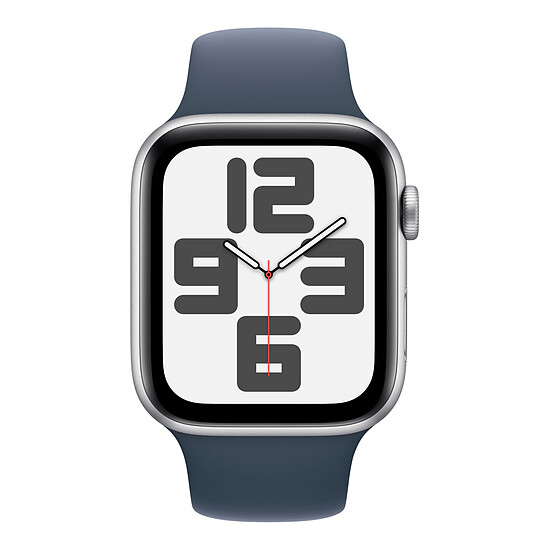 Montre connectée Apple Watch SE GPS (2023) (Argent - Bracelet Sport Band Bleu orage) - 44 mm - Taille M/L - Autre vue