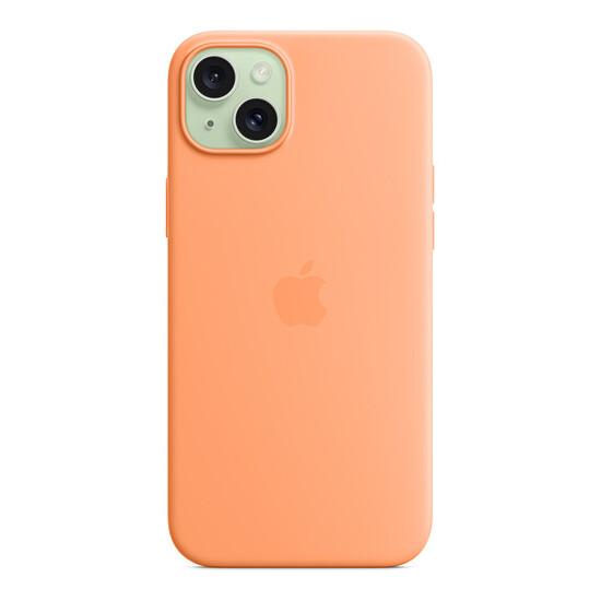 Coque et housse Apple Coque en silicone avec MagSafe pour iPhone 15 Plus - Sorbet à l'orange - Autre vue
