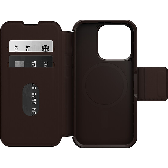 Coque et housse Otterbox Coque Strada Series Folio MagSafe Marron - iPhone 15 Pro - Autre vue