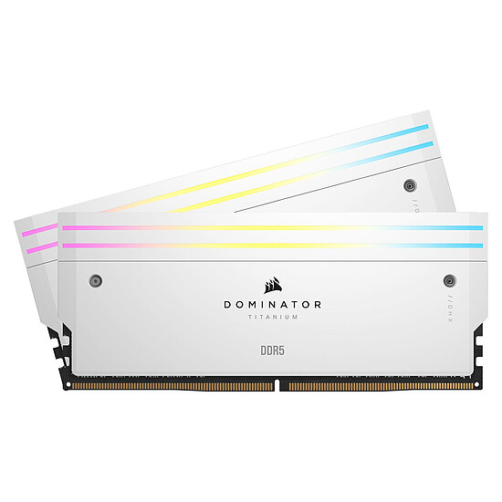 Mémoire RAM Corsair Dominator Titanium RGB White - 2 x 48 Go (96 Go) - DDR5 6600 MHz - CL32 - Autre vue