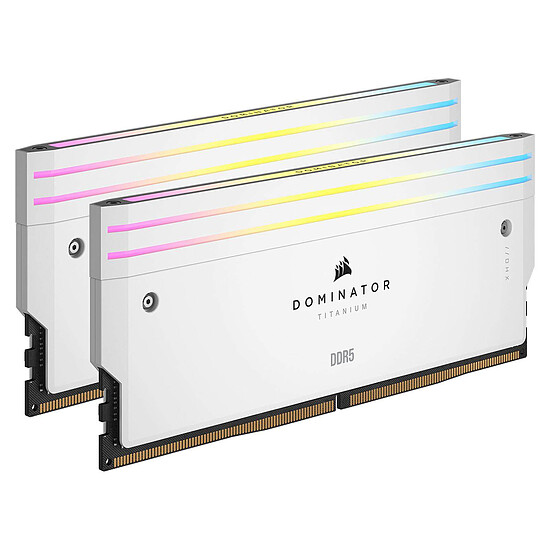 Mémoire RAM Corsair Dominator Titanium RGB White - 2 x 48 Go (96 Go) - DDR5 6600 MHz - CL32 - Autre vue