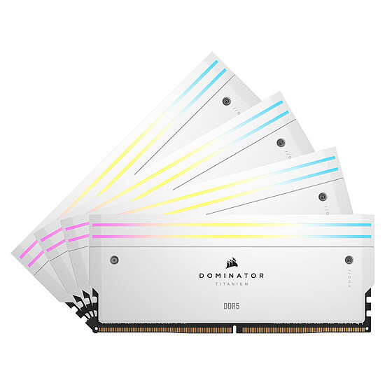 Mémoire RAM Corsair Dominator Titanium RGB White - 4 x 16 Go (64 Go) - DDR5 6400 MHz - CL32