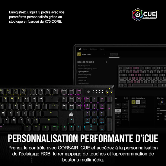 Clavier PC Corsair K70 Core RGB - Corsair MLX Red - Autre vue