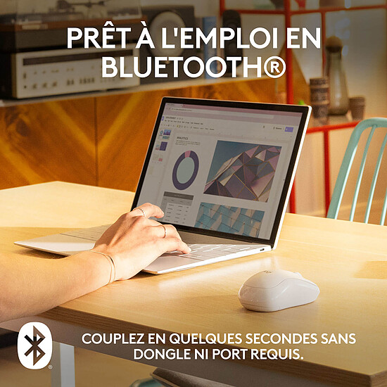 Souris PC Logitech M240 Silent - Blanc cassé - Autre vue