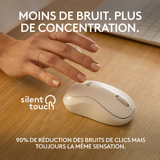 Souris PC Logitech M240 Silent - Blanc cassé - Autre vue