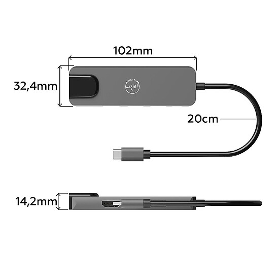 Station d'accueil PC portable Mobility Lab Hub Adapter USB-C 5-en-1 avec Power Delivery 100W - Autre vue