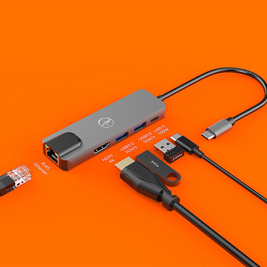 Station d'accueil PC portable Mobility Lab Hub Adapter USB-C 5-en-1 avec Power Delivery 100W - Autre vue