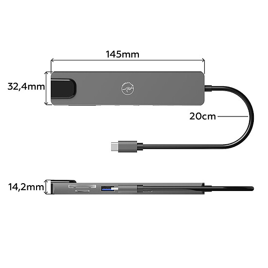 Hub USB Mobility Lab Hub Adapter USB-C 8-en-1 avec Power Delivery 100W - Autre vue