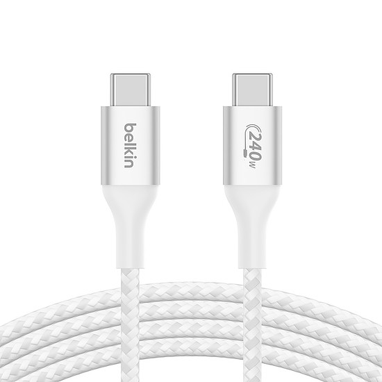 Câble USB Belkin Câble USB-C vers USB-C 240W - renforcé (blanc) - 1 m