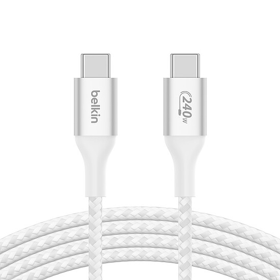 Câble USB Belkin Câble USB-C vers USB-C 240W - renforcé (blanc) - 2 m
