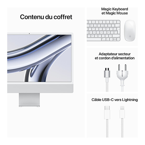 Mac et iMac reconditionné Apple iMac (2023) 24" 8 Go / 256 Go Argent (MQR93FN/A) · Reconditionné - Autre vue