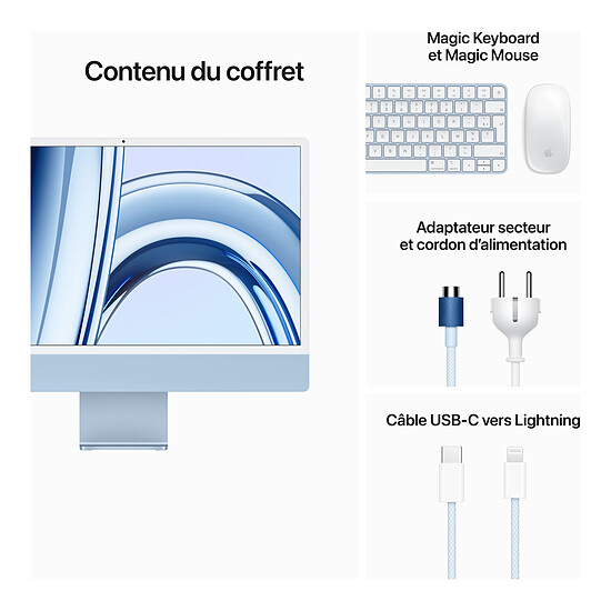 Mac et iMac reconditionné Apple iMac (2023) 24" 8 Go / 256 Go Bleu (MQRC3FN/A) · Reconditionné - Autre vue