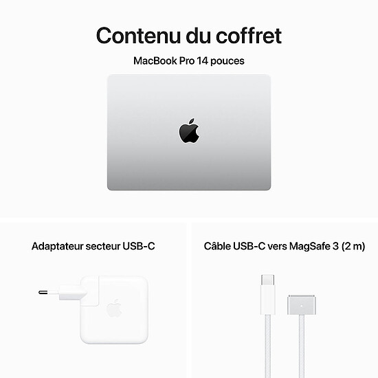MacBook reconditionné Apple MacBook Pro M3 14" Argent 8Go/512 Go (MR7J3FN/A) · Reconditionné - Autre vue