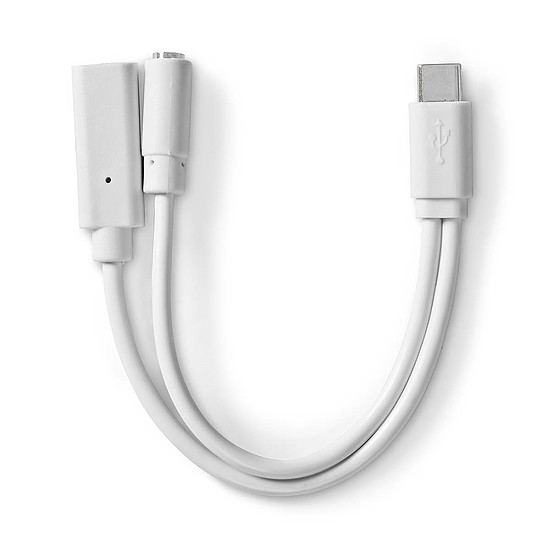 Adaptateurs et câbles Nedis Adaptateur USB-C vers USB-C femelle + Jack 3.5 mm Blanc