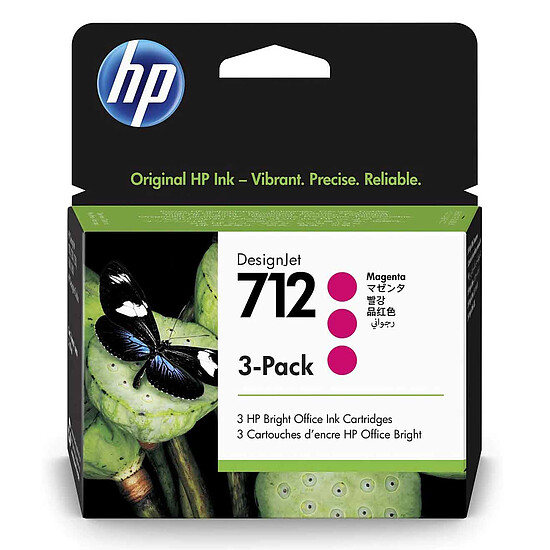 Cartouche d'encre HP DesignJet 712 (3ED78A) - Magenta x3 - Autre vue