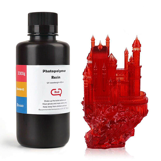 Résine 3D Elegoo Résine Photopolymère LCD ABS-Like Standard Rouge - 1 000 g - Autre vue