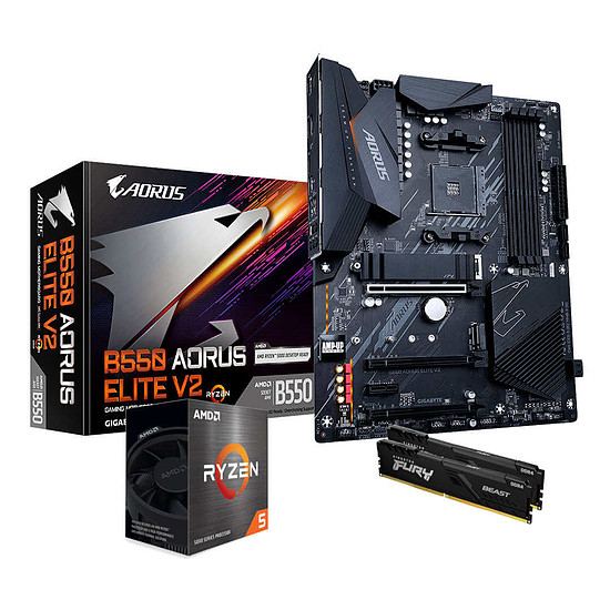 Kit upgrade PC AMD Ryzen 5 5600X - Gigabyte B550 - RAM 16 Go 3200 MHz 