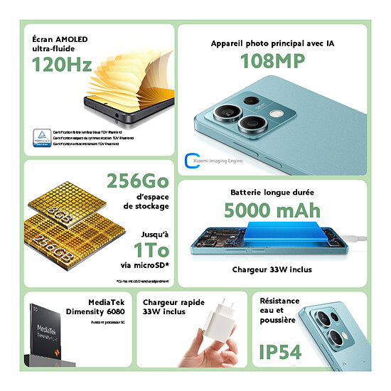 Smartphone reconditionné Xiaomi Redmi Note 13 5G (bleu) - 256 Go · Reconditionné - Autre vue