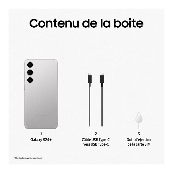 Smartphone reconditionné Samsung Galaxy S24+ 5G (Argent) - 256 Go · Reconditionné - Autre vue